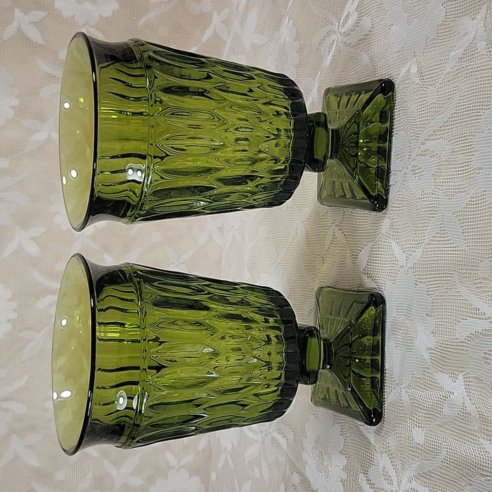 Indiana Glass Mount Vernon Goblets Avocado